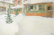 Carl Larsson THe Cottage in the Snow oil on canvas